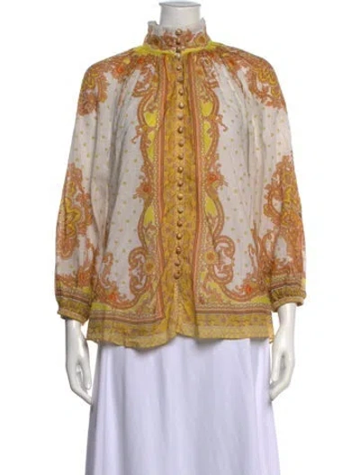 Pre-owned Zimmermann Paisley Print Long Sleeve Blouse In Multi