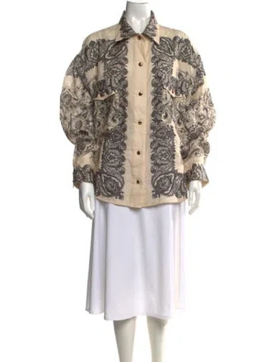 Pre-owned Zimmermann Paisley Print Long Sleeve Blouse In Neutrals