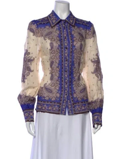 Pre-owned Zimmermann Paisley Print Long Sleeve Blouse W/ Tags In Multi