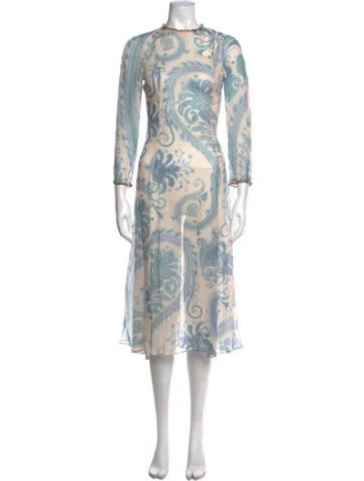 Pre-owned Zimmermann Paisley Print Midi Length Dress In Blue