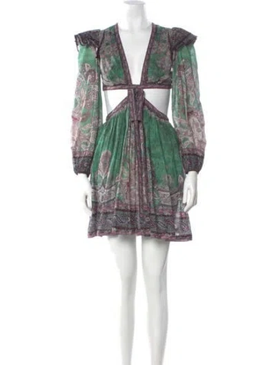 Pre-owned Zimmermann Paisley Print Midi Length Dress In Green