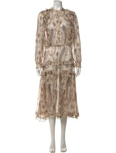 Pre-owned Zimmermann Paisley Print Midi Length Dress In Neutral