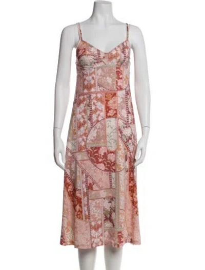 Pre-owned Zimmermann Paisley Print Midi Length Dress In Pink