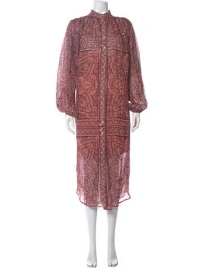 Pre-owned Zimmermann Paisley Print Midi Length Dress In Pink