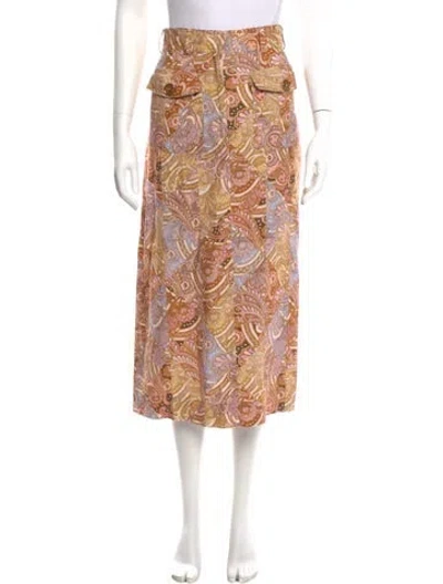 Pre-owned Zimmermann Paisley Print Midi Length Skirt In Brown