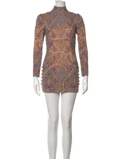 Pre-owned Zimmermann Paisley Print Mini Dress In Burgundy