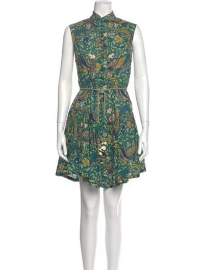 Pre-owned Zimmermann Paisley Print Mini Dress In Green