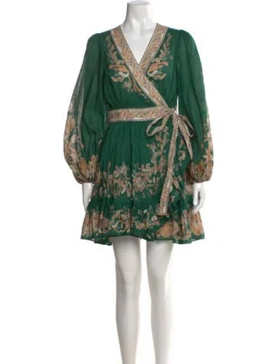 Pre-owned Zimmermann Paisley Print Mini Dress In Green