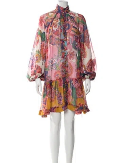 Pre-owned Zimmermann Paisley Print Mini Dress In Multi