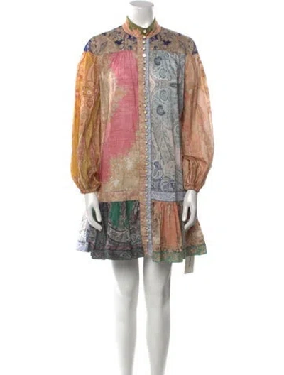 Pre-owned Zimmermann Paisley Print Mini Dress In Neutral