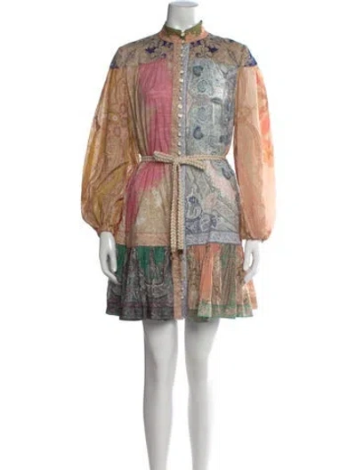Pre-owned Zimmermann Paisley Print Mini Dress In Neutral