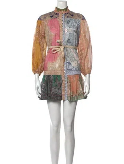 Pre-owned Zimmermann Paisley Print Mini Dress In Neutrals