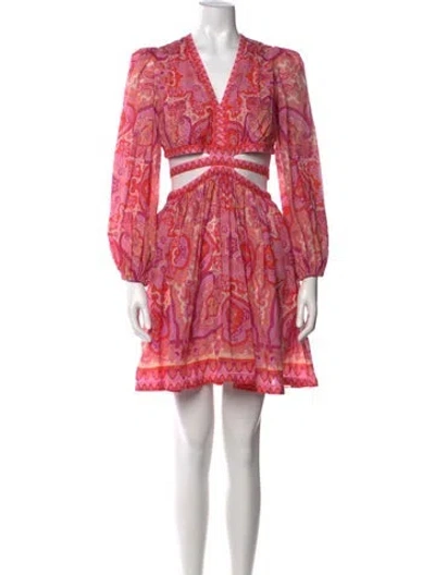 Pre-owned Zimmermann Paisley Print Mini Dress In Pink