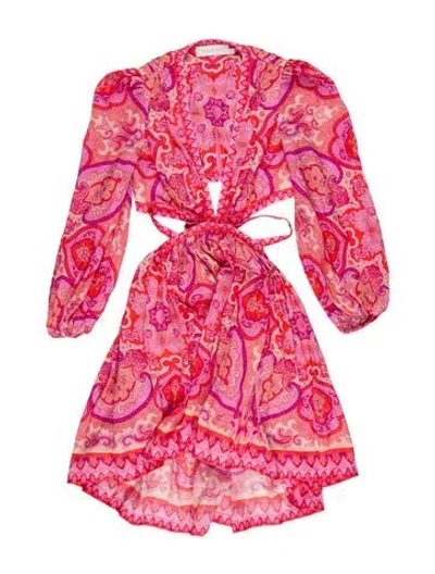 Pre-owned Zimmermann Paisley Print Mini Dress In Pink