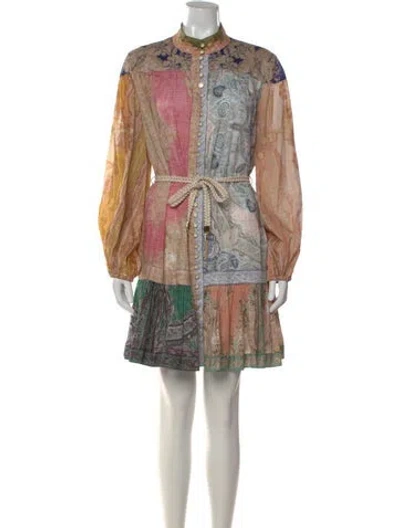 Pre-owned Zimmermann Paisley Print Mini Dress In Pink