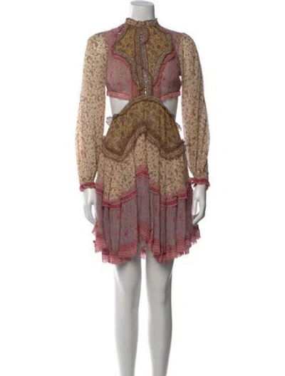 Pre-owned Zimmermann Paisley Print Mini Dress In Purple