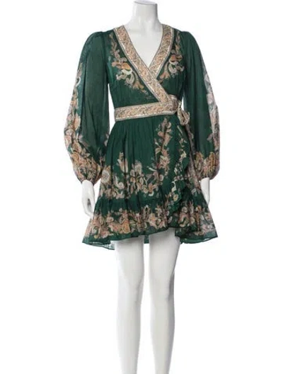 Pre-owned Zimmermann Paisley Print Mini Dress W/ Tags In Green