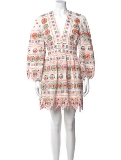 Pre-owned Zimmermann Paisley Print Mini Dress In White