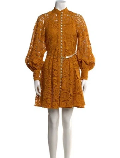 Pre-owned Zimmermann Paisley Print Mini Dress In Yellow