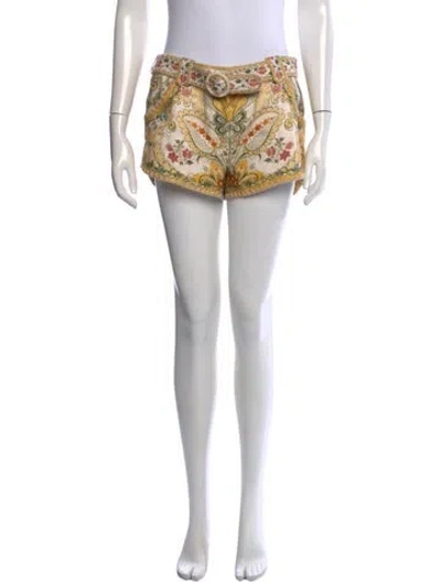 Pre-owned Zimmermann Paisley Print Mini Shorts In Yellow