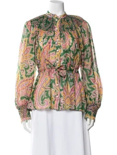 Pre-owned Zimmermann Paisley Print Off-the-shoulder Blouse In Multi