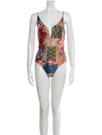 Pre-owned Zimmermann Paisley Print One-piece In Neutral