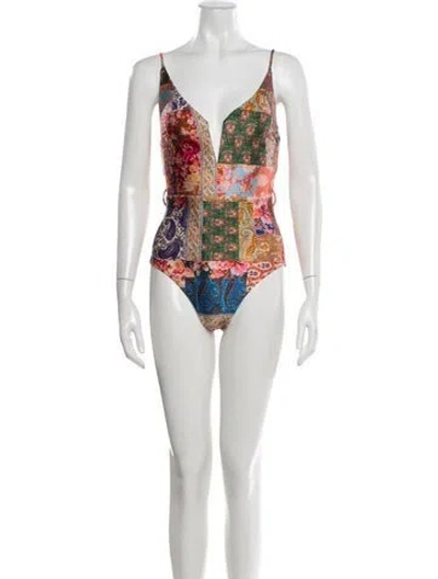 Pre-owned Zimmermann Paisley Print One-piece In Neutrals