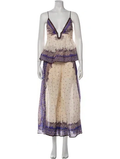 Pre-owned Zimmermann Paisley Print Pantsuit In Neutral