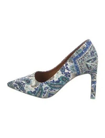 Pre-owned Zimmermann Paisley Print Pumps In Blue/white