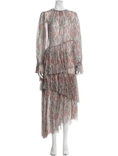 Pre-owned Zimmermann Paisley Print Ruffle Embellishment Skirt Set In Purple