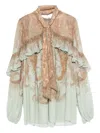 Zimmermann Memento Flutter Paisley Pussy Bow Top In Pink