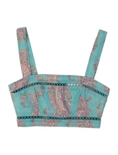 Pre-owned Zimmermann Paisley Print Tie Neck Blouse In Blue