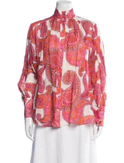 Pre-owned Zimmermann Paisley Print Tie Neck Blouse In Red