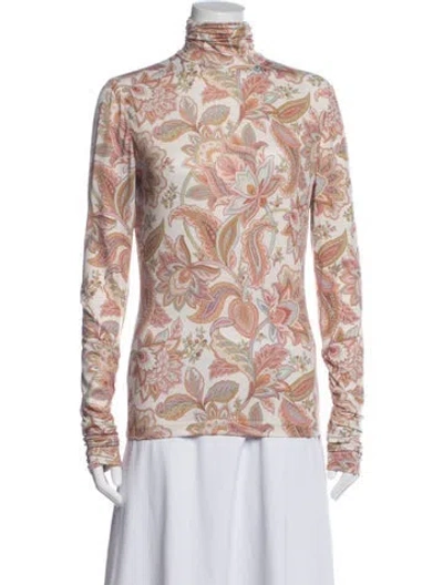 Pre-owned Zimmermann Paisley Print Turtleneck Top In Multi