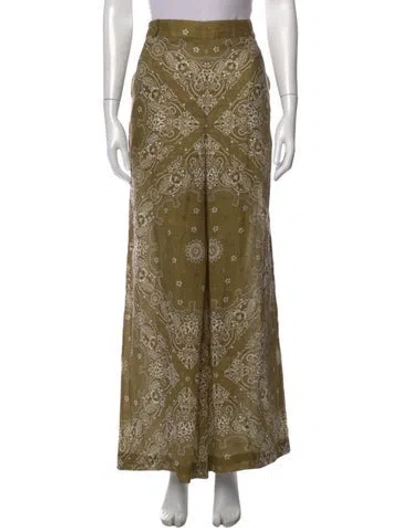 Pre-owned Zimmermann Paisley Print Wide Leg Pants In Green