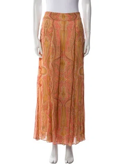 Pre-owned Zimmermann Paisley Print Wide Leg Pants In Orange