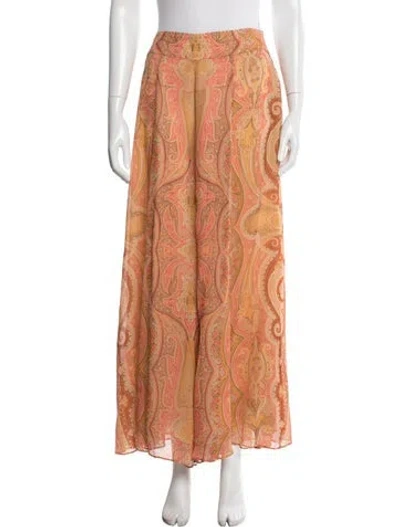 Pre-owned Zimmermann Paisley Print Wide Leg Pants In Orange