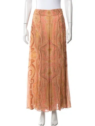 Pre-owned Zimmermann Paisley Print Wide Leg Pants In Orange