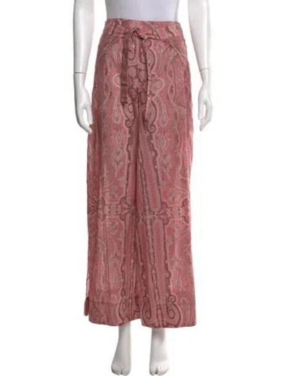 Pre-owned Zimmermann Paisley Print Wide Leg Pants In Pink