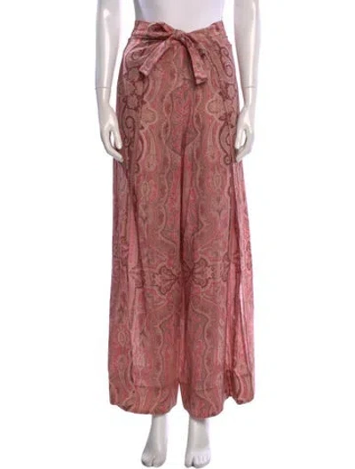 Pre-owned Zimmermann Paisley Print Wide Leg Pants In Pink