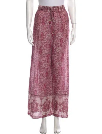 Pre-owned Zimmermann Paisley Print Wide Leg Pants In Pink