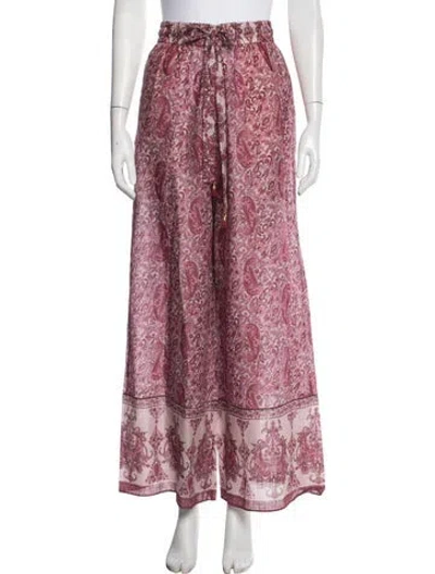 Pre-owned Zimmermann Paisley Print Wide Leg Pants In Pink