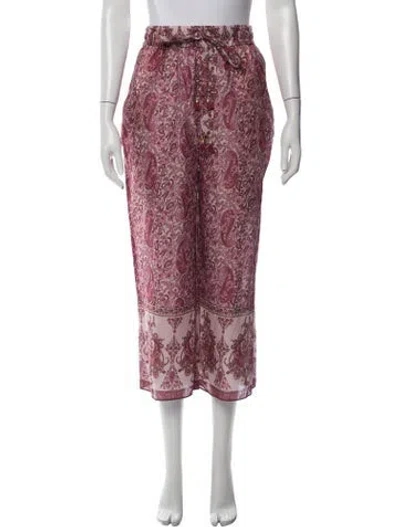 Pre-owned Zimmermann Paisley Print Wide Leg Pants In Pink