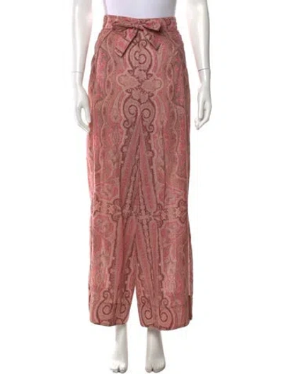 Pre-owned Zimmermann Paisley Print Wide Leg Pants In Pink