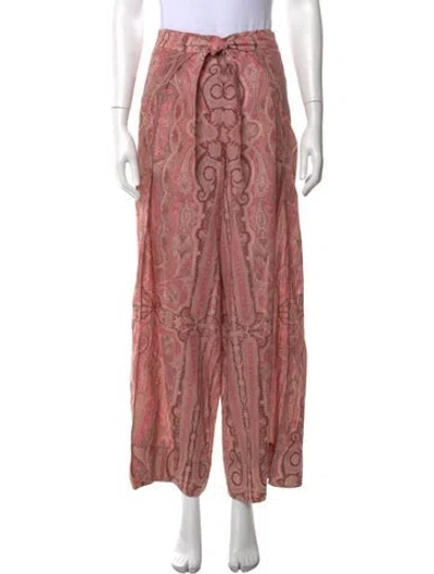 Pre-owned Zimmermann Paisley Print Wide Leg Pants In Pink