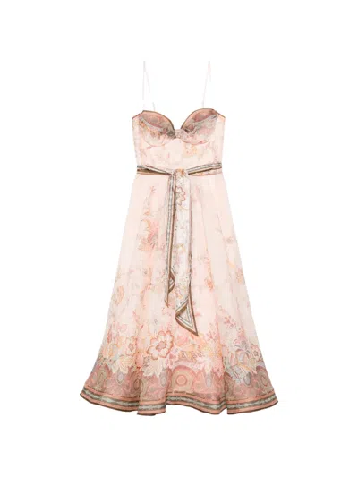 Zimmermann Pink Alchemy Midi Dress With Paisley Pattern
