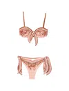 Zimmermann Womens Pink Paisley Floral Aster Scarf Tie Bikini Set Xs In Brown