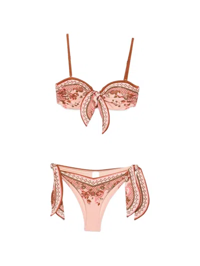 Zimmermann Paisley-print Bikini In Brown