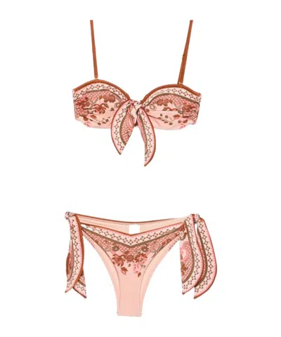 Zimmermann Aster Bikini Set Scarf Floral Paisley In Pink