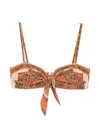 Zimmermann Mahon Printed Bikini Top In Brown